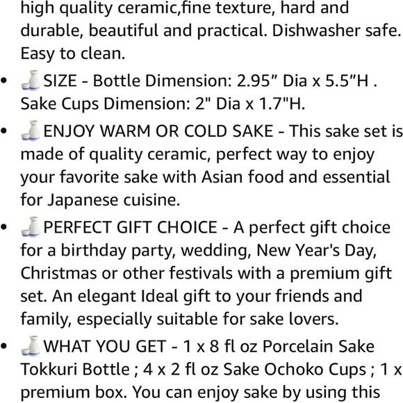 Porcelain Japanese Sake Set. New, still in box - Picture 2 of 5